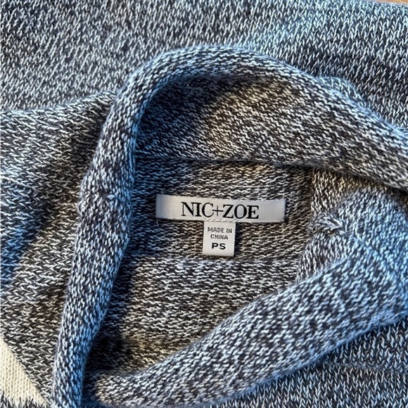 Nic + Zoe Petite Turtleneck Gray Black Pink Abstract Intarsia Sweater Small - Picture 5 of 11